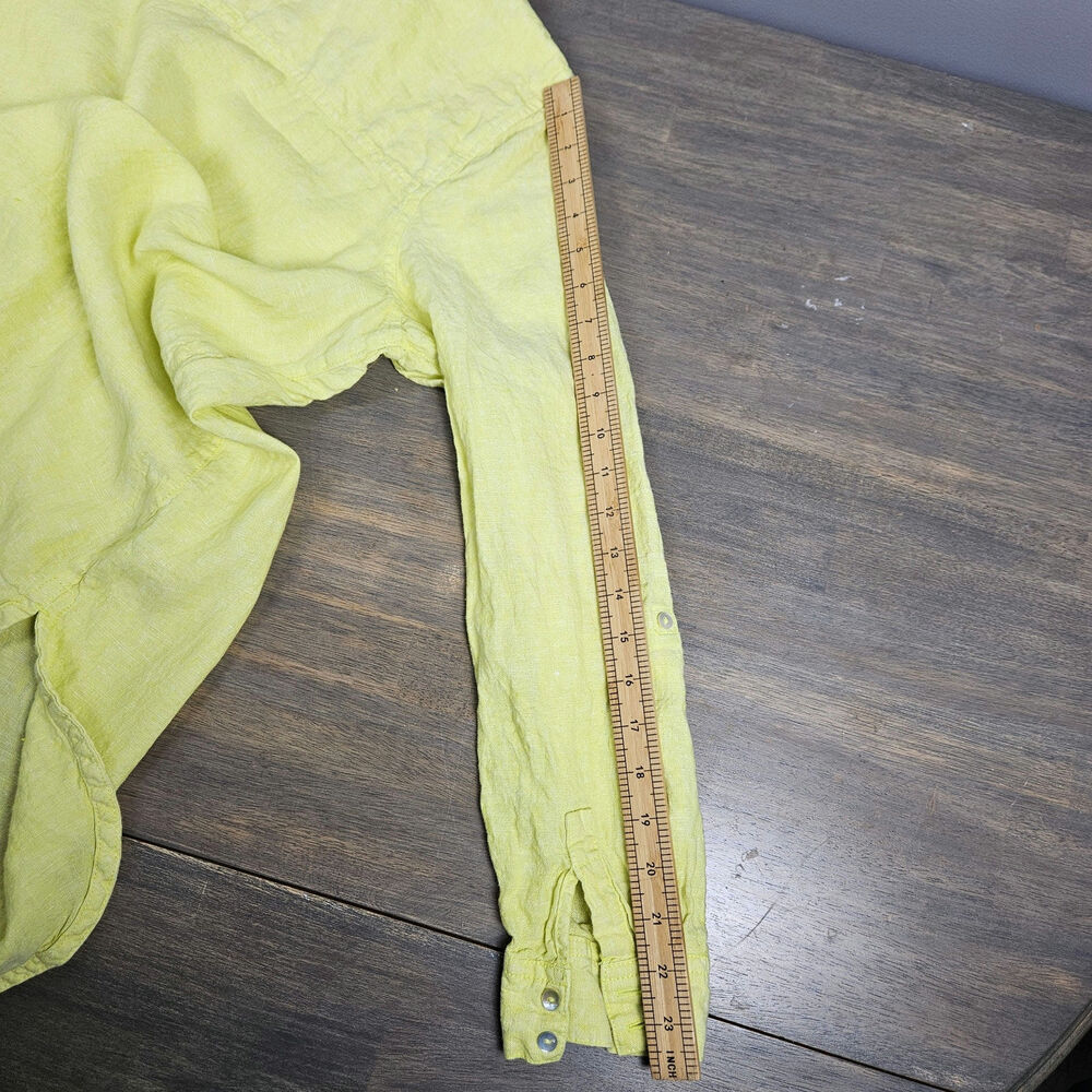 Sigrid Olsen Yellow 100% Linen Button Front Shirt… - image 7